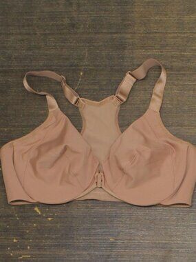 Glamorise Brown Plus Front Closure Smoothing Wonderwire Bra 34C Sz FRONT